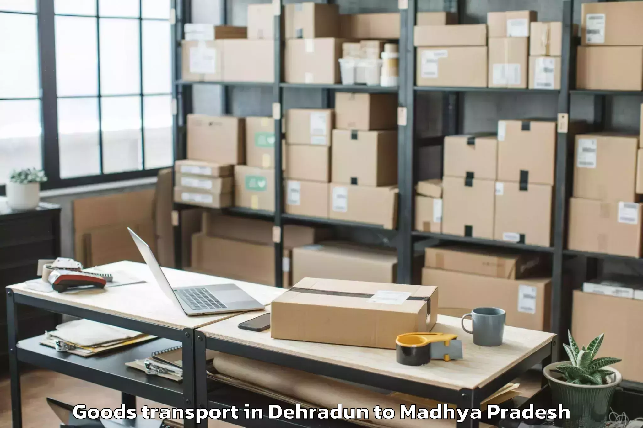 Expert Dehradun to Medi Caps University Indore Goods Transport